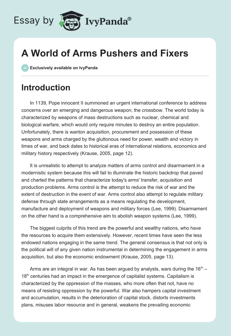 A World of Arms Pushers and Fixers. Page 1