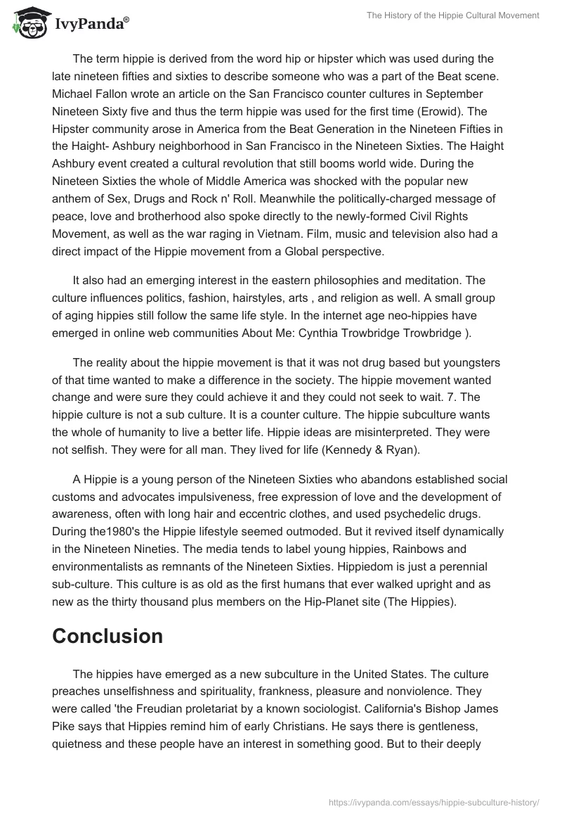 The History of the Hippie Cultural Movement. Page 3
