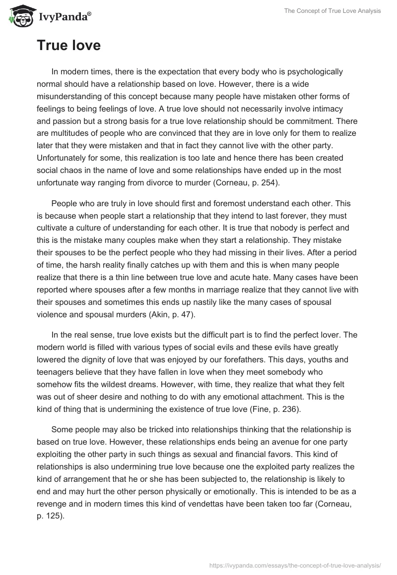 The Concept of True Love Analysis. Page 2