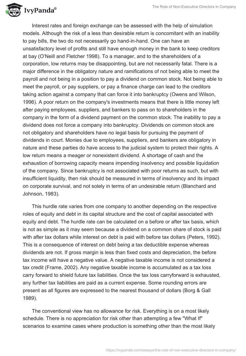 The Role of Non-Executive Directors in Company. Page 5