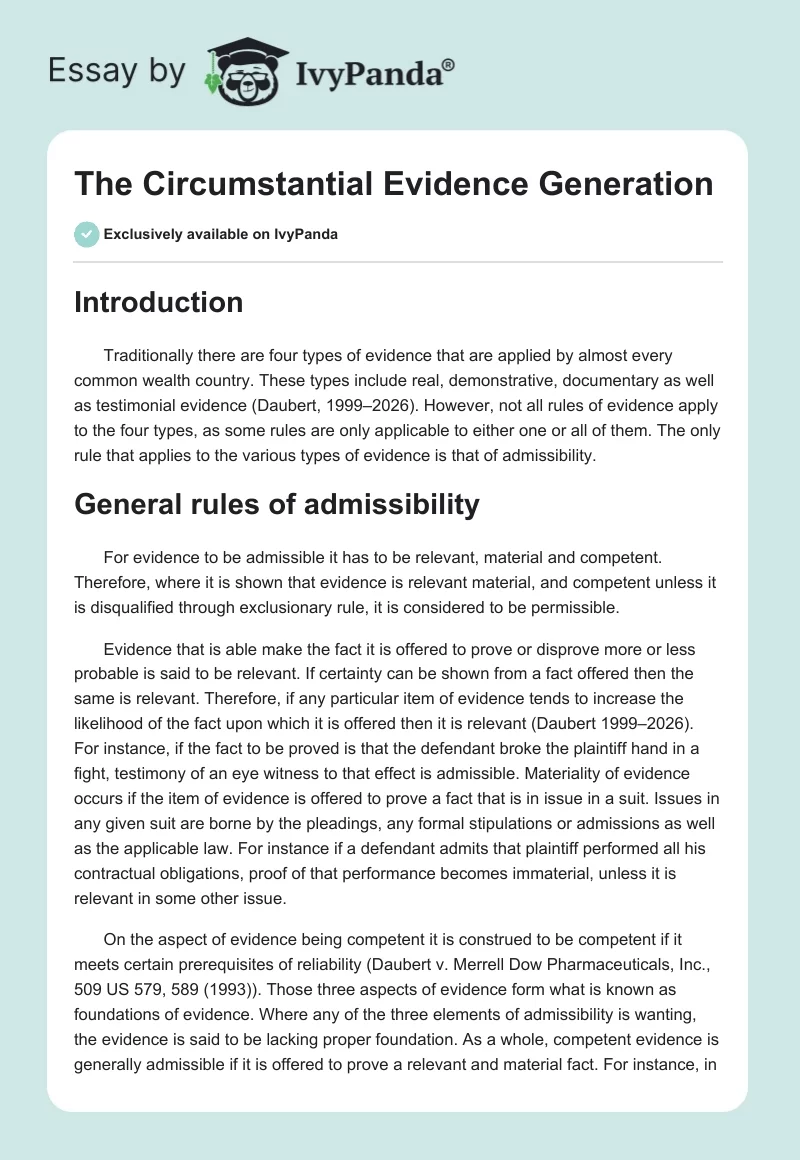 The Circumstantial Evidence Generation. Page 1