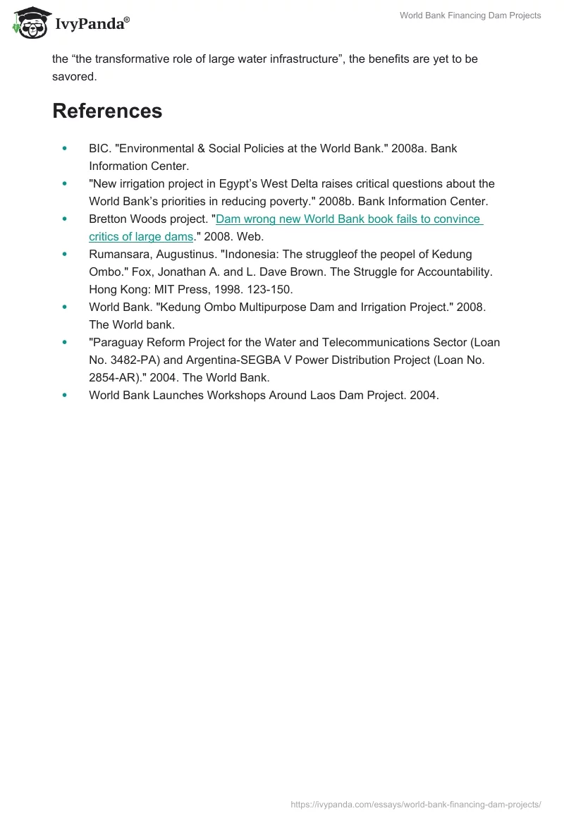 World Bank Financing Dam Projects. Page 5