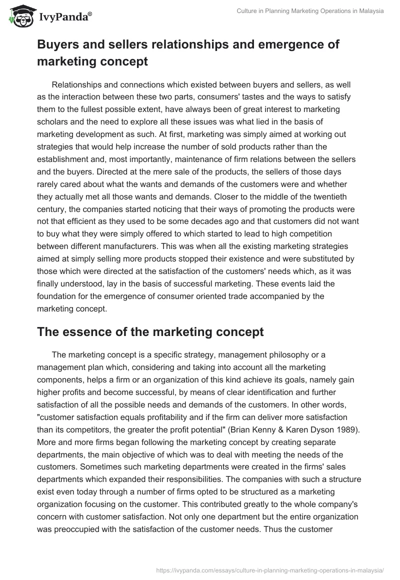 Culture in Planning Marketing Operations in Malaysia. Page 4