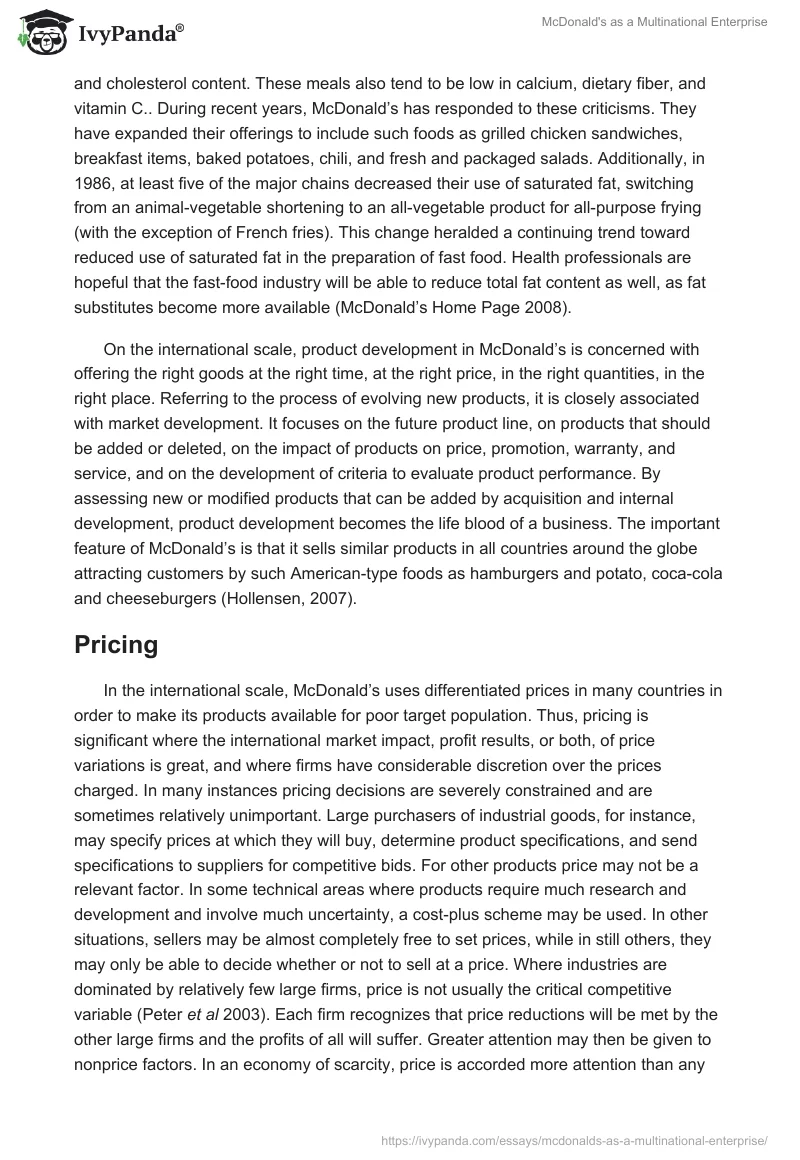 McDonald's as a Multinational Enterprise. Page 4