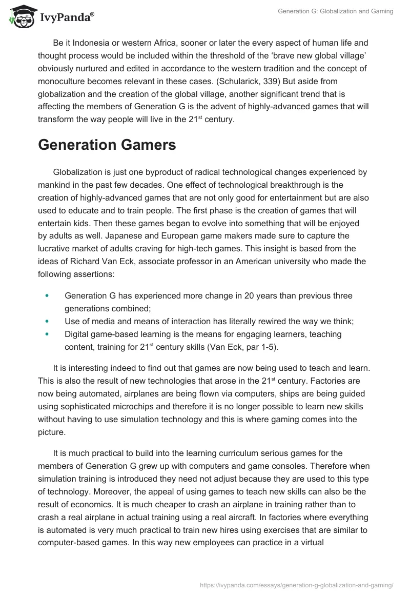 Generation G: Globalization and Gaming. Page 3