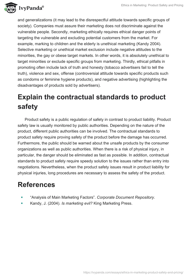 Ethics in Marketing: Product Safety and Pricing. Page 2