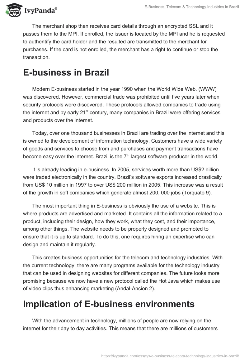 E-Business, Telecom & Technology Industries in Brazil. Page 2