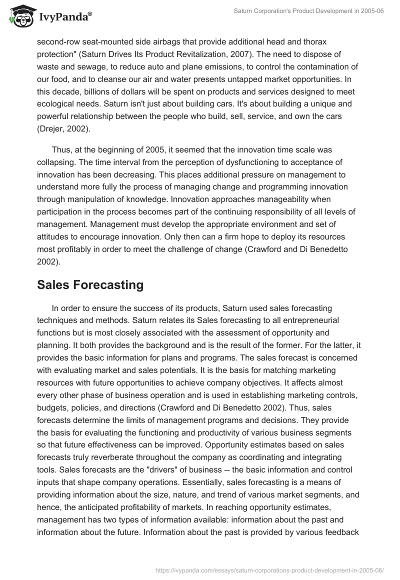 Saturn Corporation's Product Development in 2005-06. Page 4