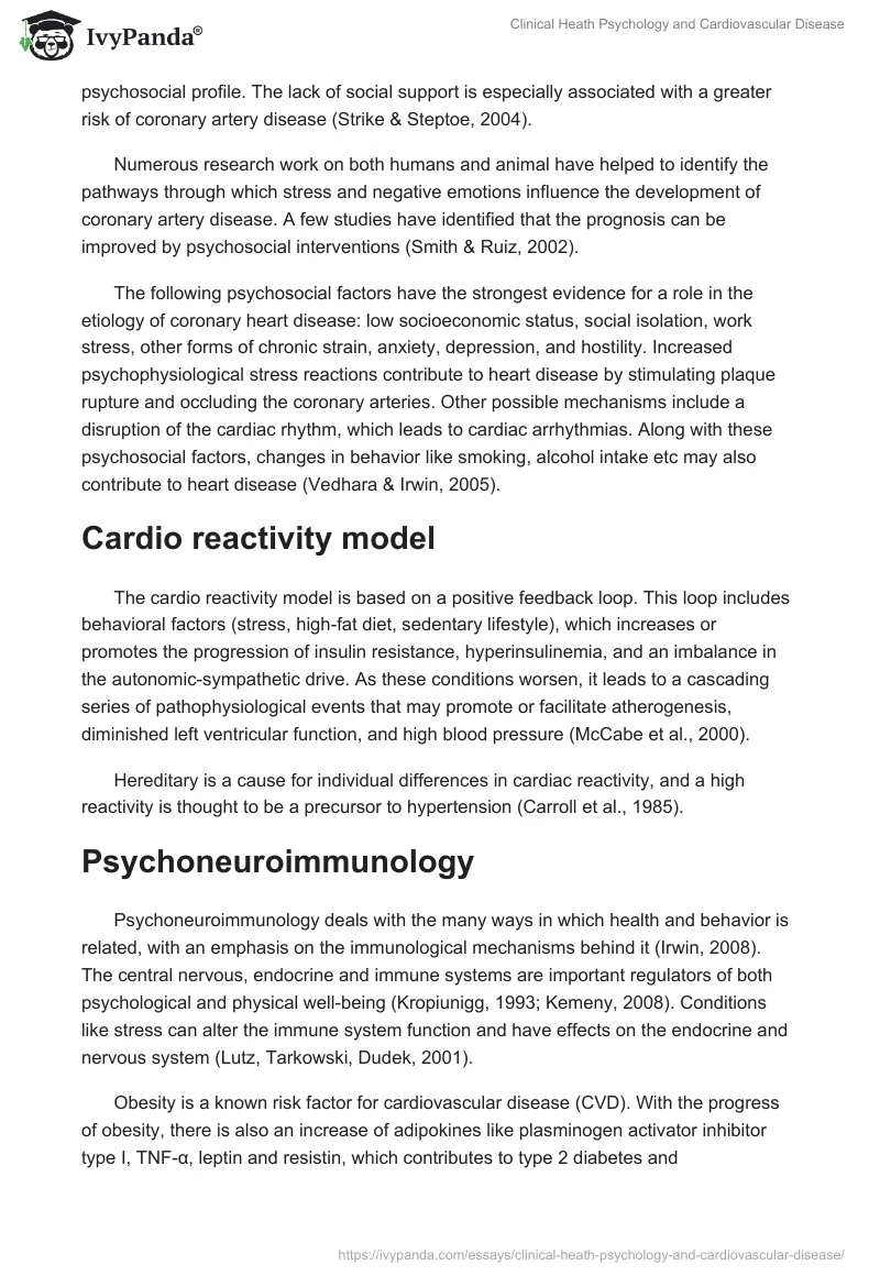 Clinical Heath Psychology and Cardiovascular Disease. Page 4