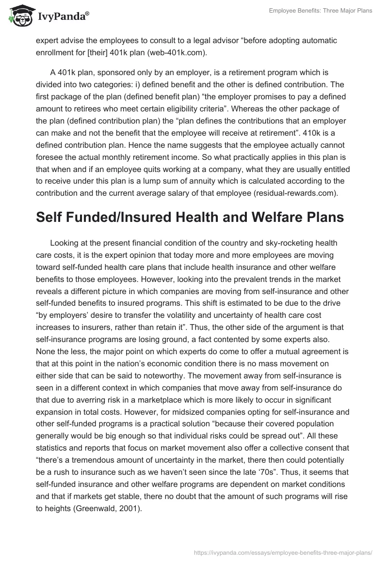 Employee Benefits: Three Major Plans. Page 4