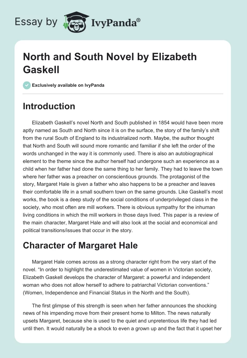 "North and South" Novel by Elizabeth Gaskell. Page 1