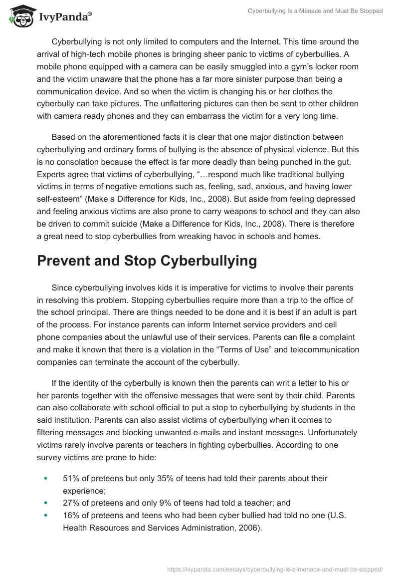 Cyberbullying Is a Menace and Must Be Stopped. Page 3