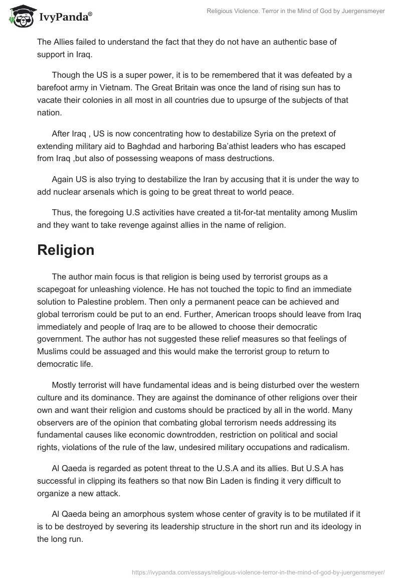 Religious Violence. Terror in the Mind of God by Juergensmeyer. Page 5