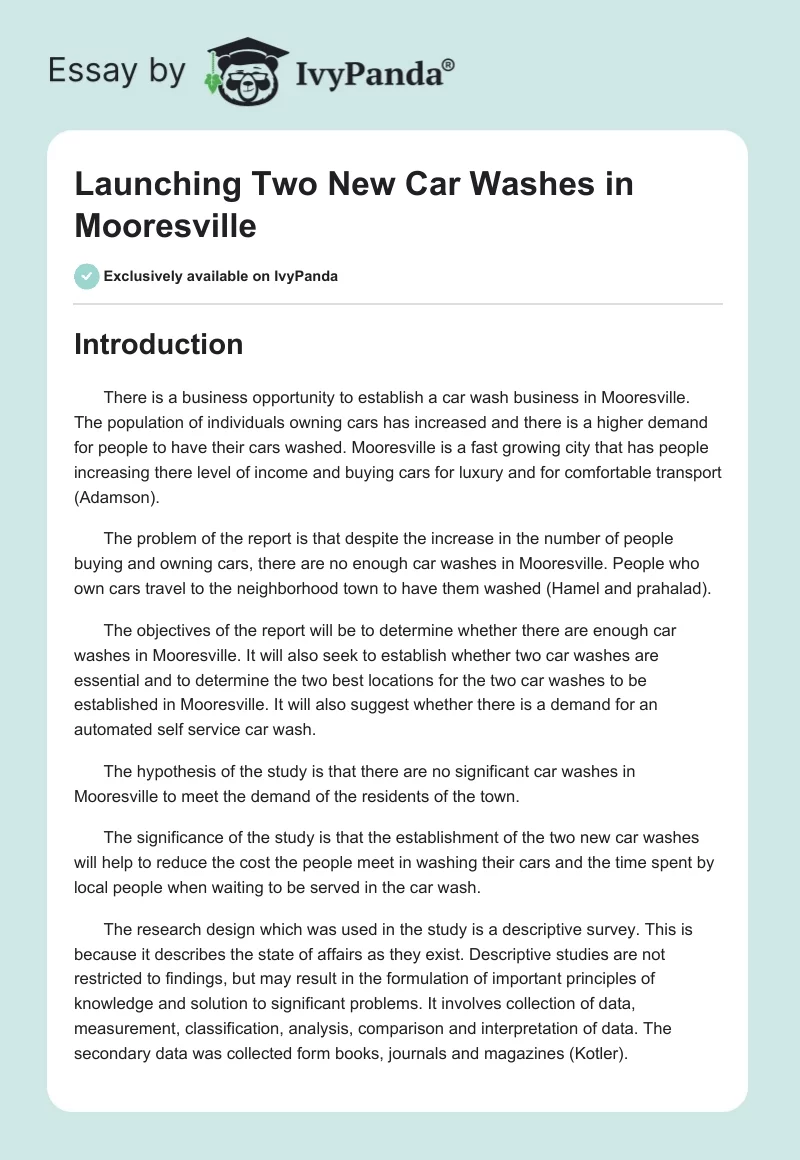 Launching Two New Car Washes in Mooresville. Page 1
