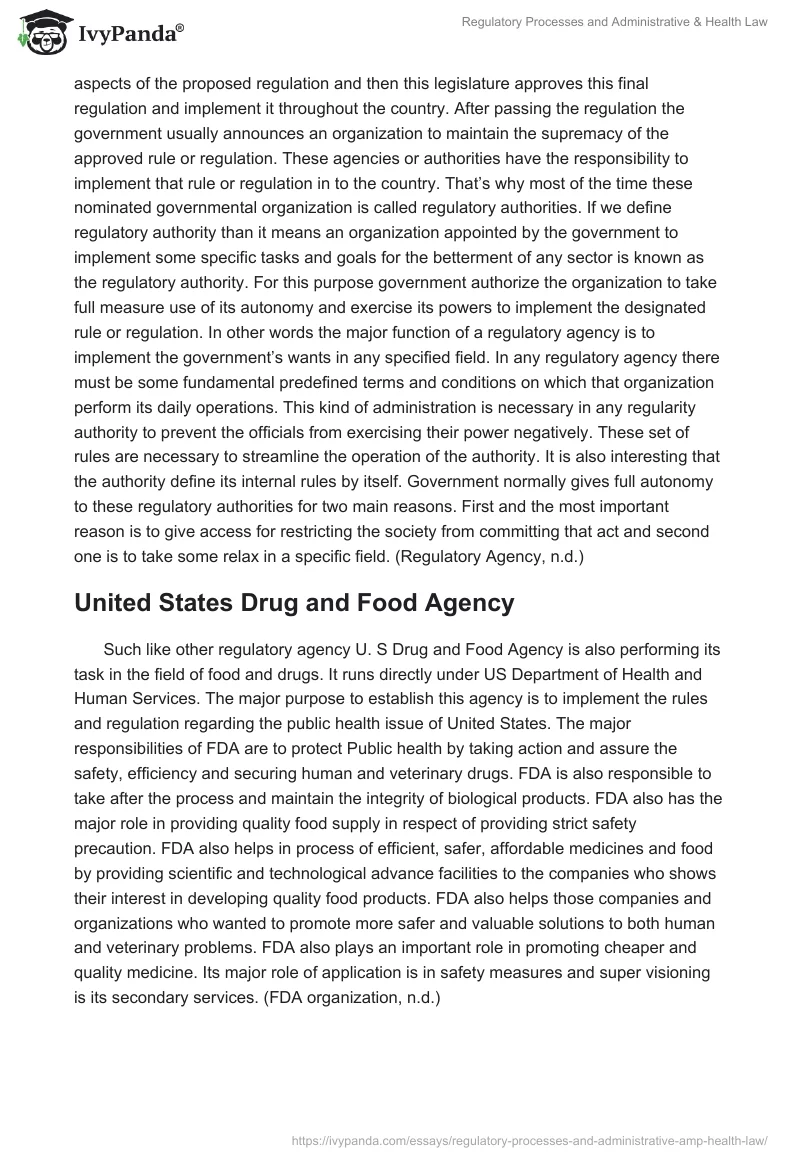 Regulatory Processes and Administrative & Health Law. Page 2