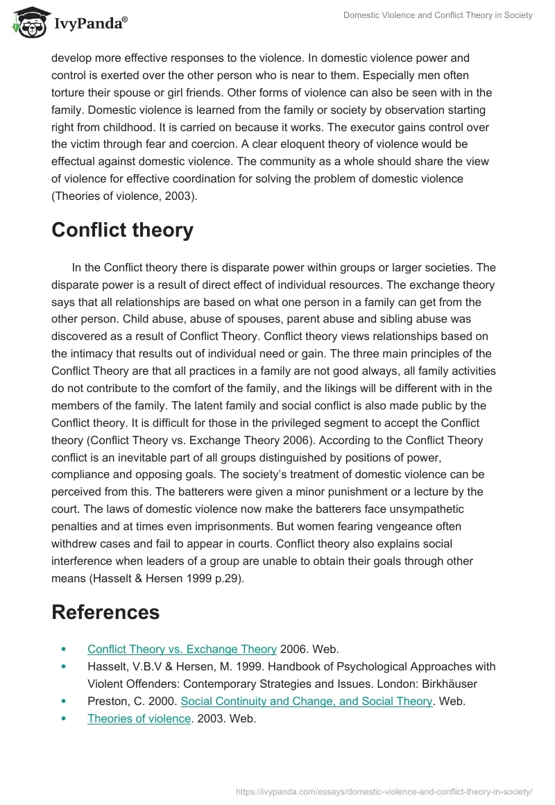 Domestic Violence and Conflict Theory in Society. Page 2