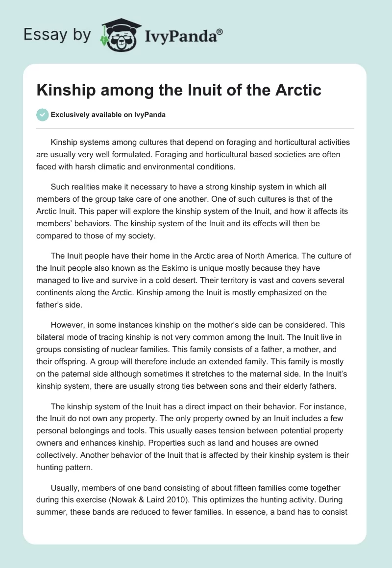 Kinship among the Inuit of the Arctic. Page 1