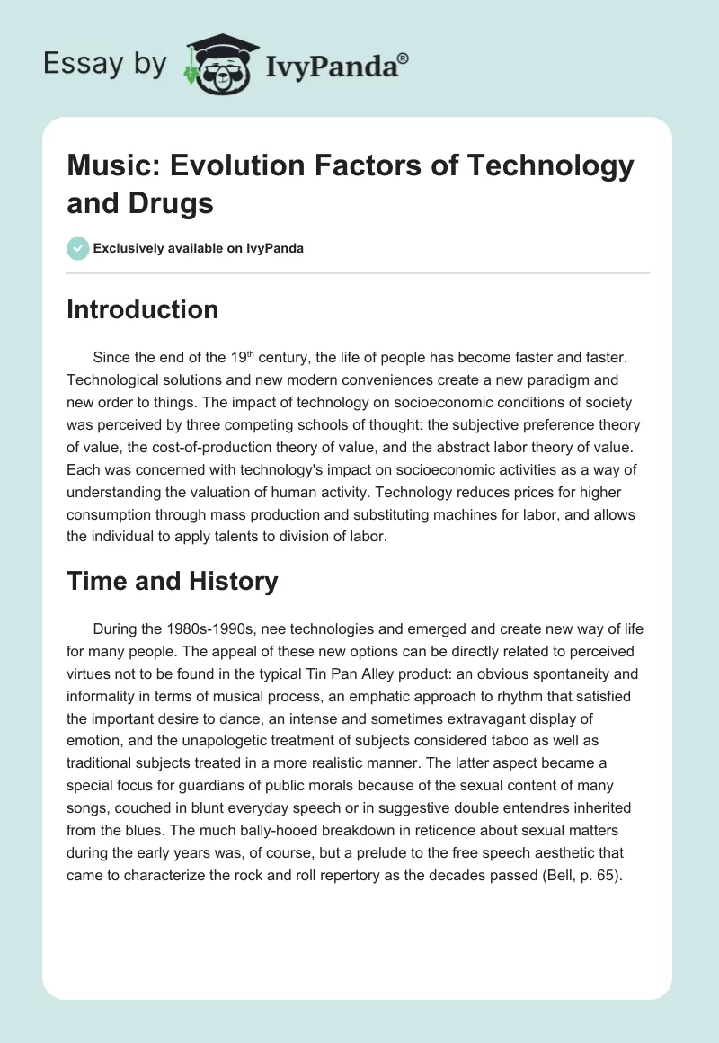 Music: Evolution Factors of Technology and Drugs. Page 1