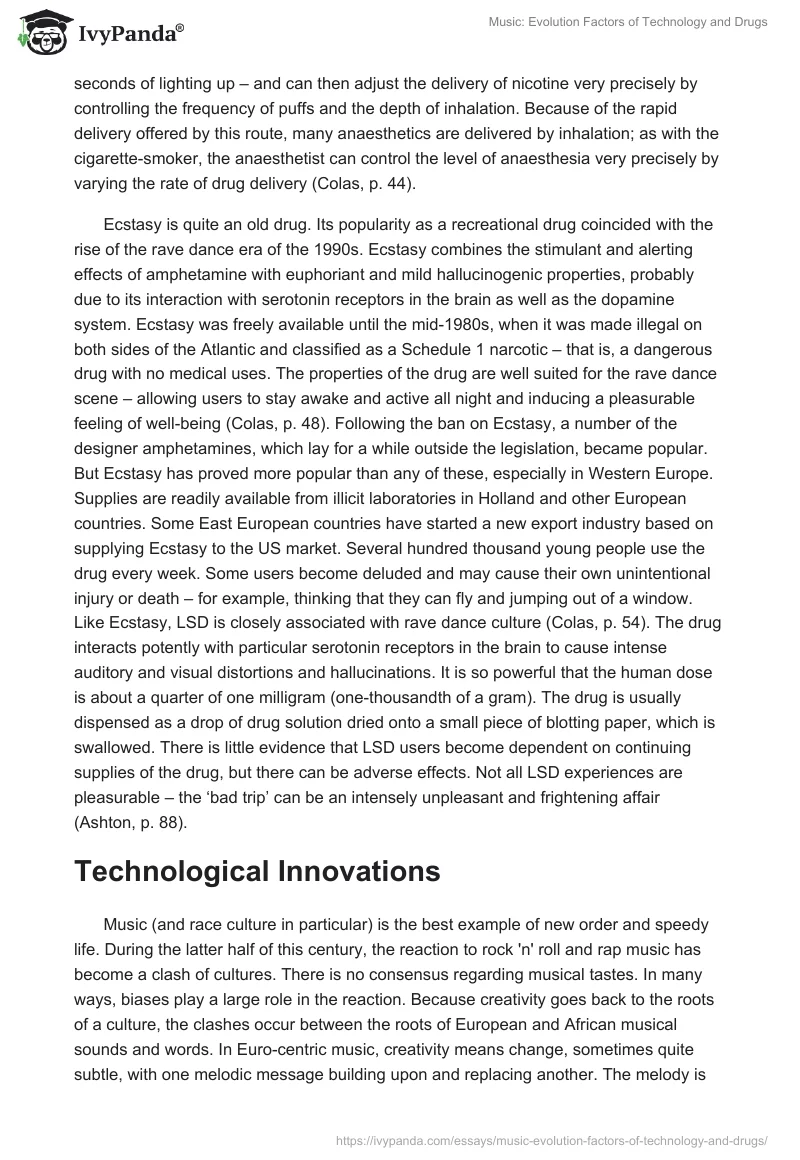 Music: Evolution Factors of Technology and Drugs. Page 3