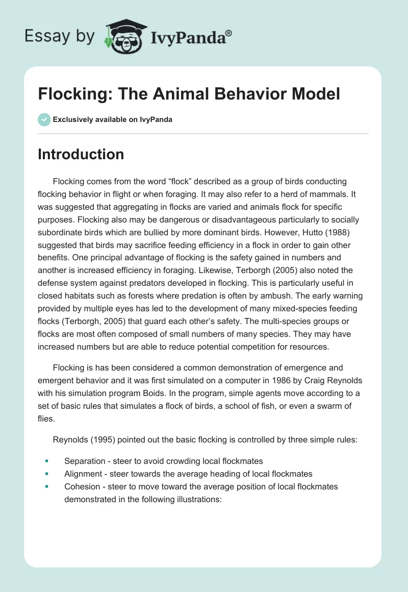 Flocking: The Animal Behavior Model. Page 1