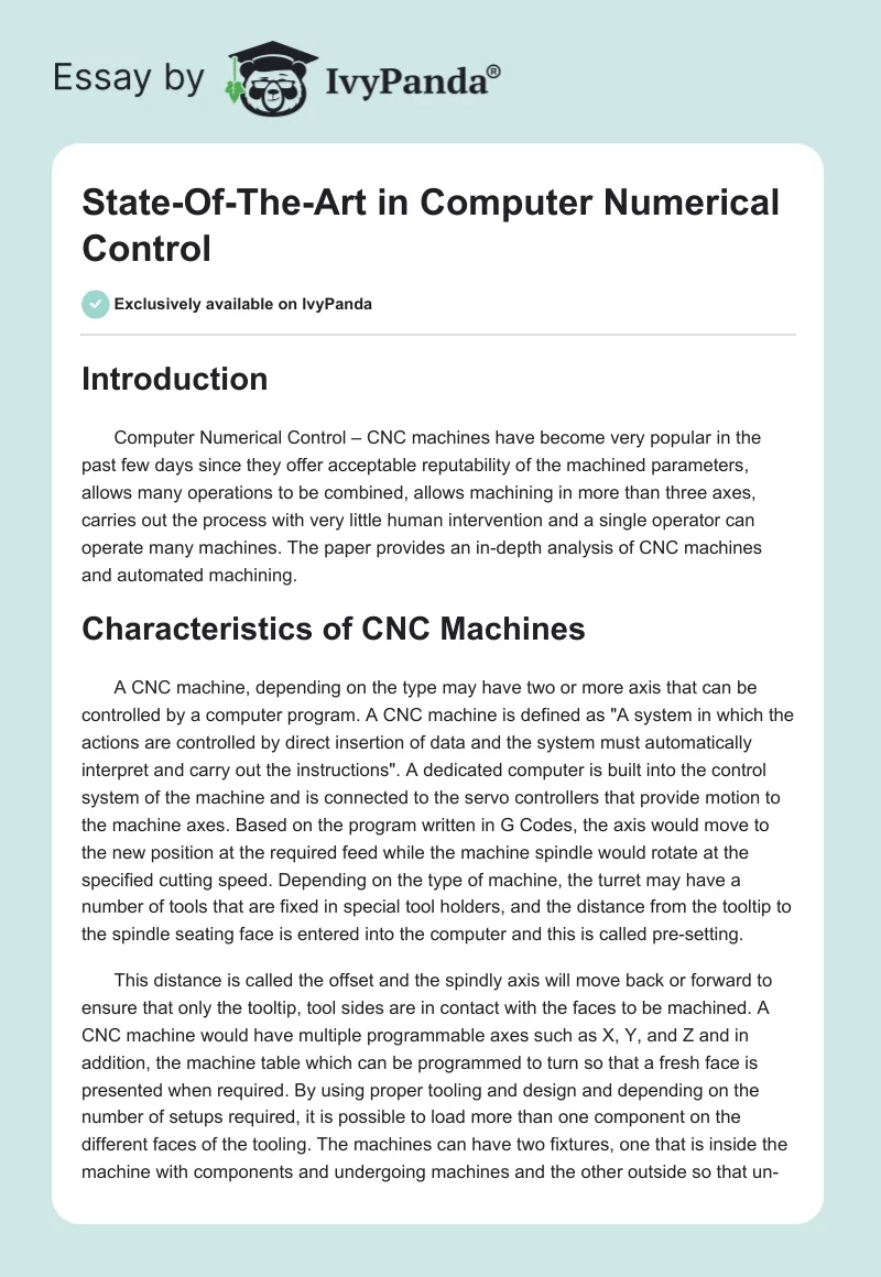 State-Of-The-Art in Computer Numerical Control. Page 1