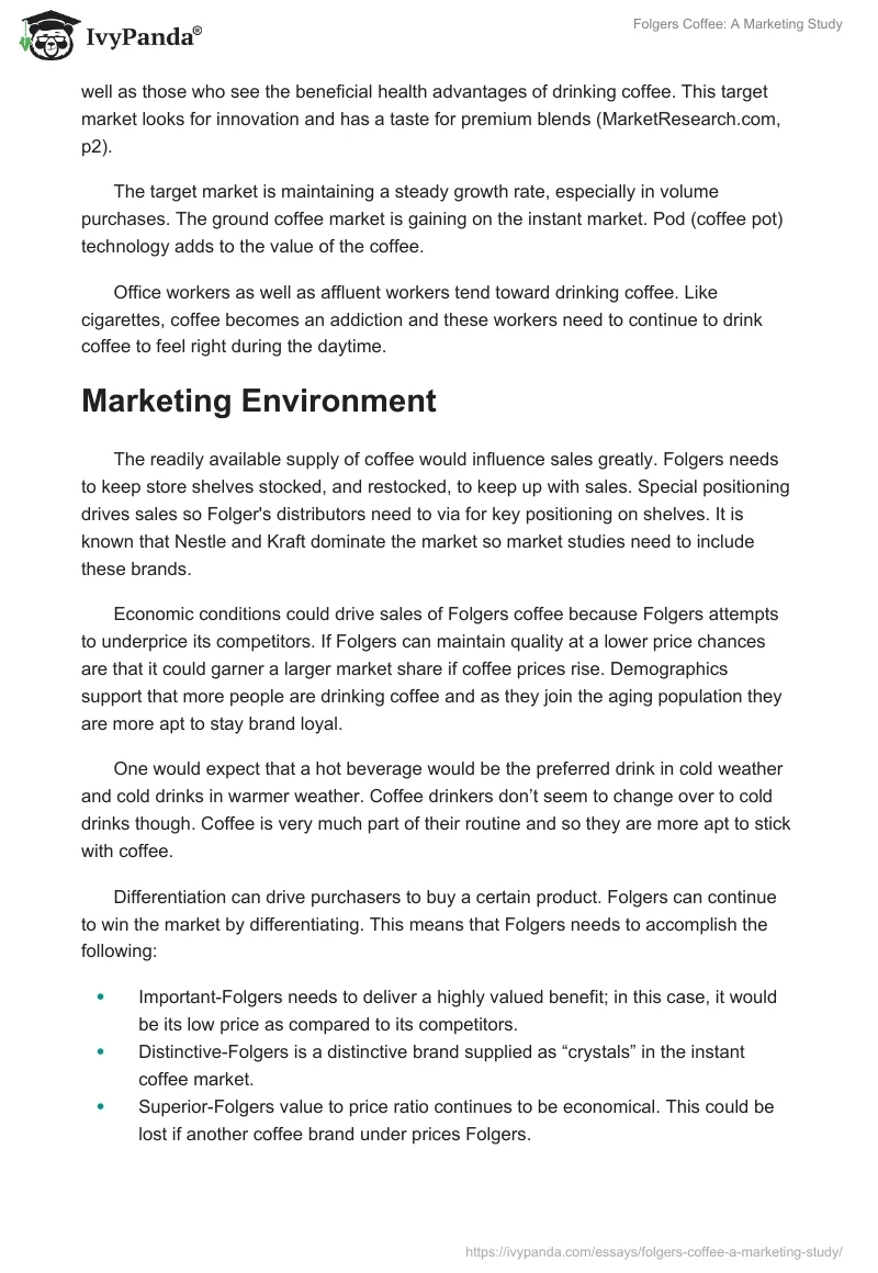 Folgers Coffee: A Marketing Study. Page 3