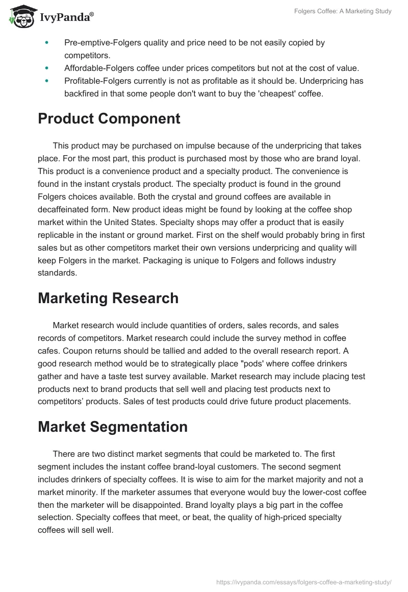 Folgers Coffee: A Marketing Study. Page 4