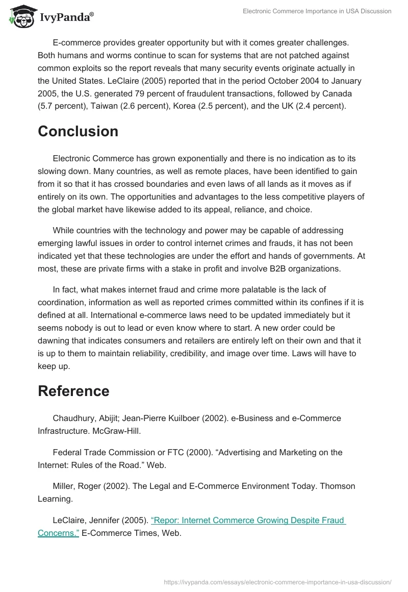 Electronic Commerce Importance in USA Discussion. Page 5