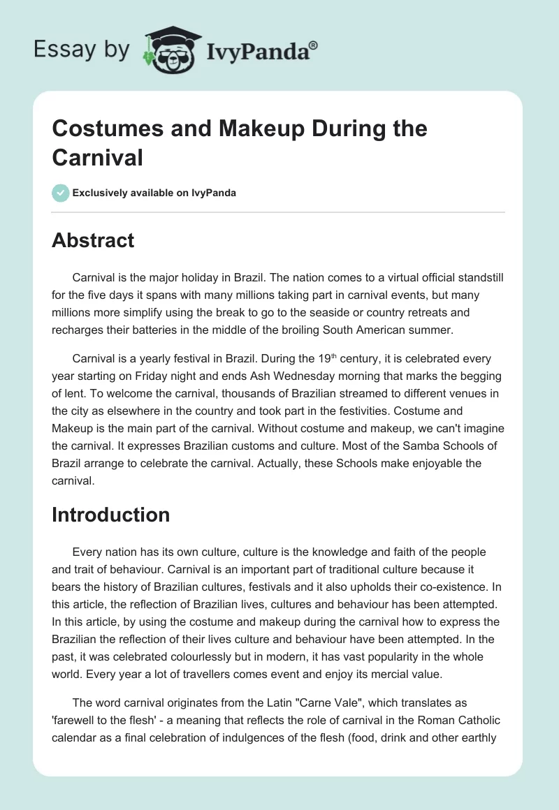 Costumes and Makeup During the Carnival. Page 1