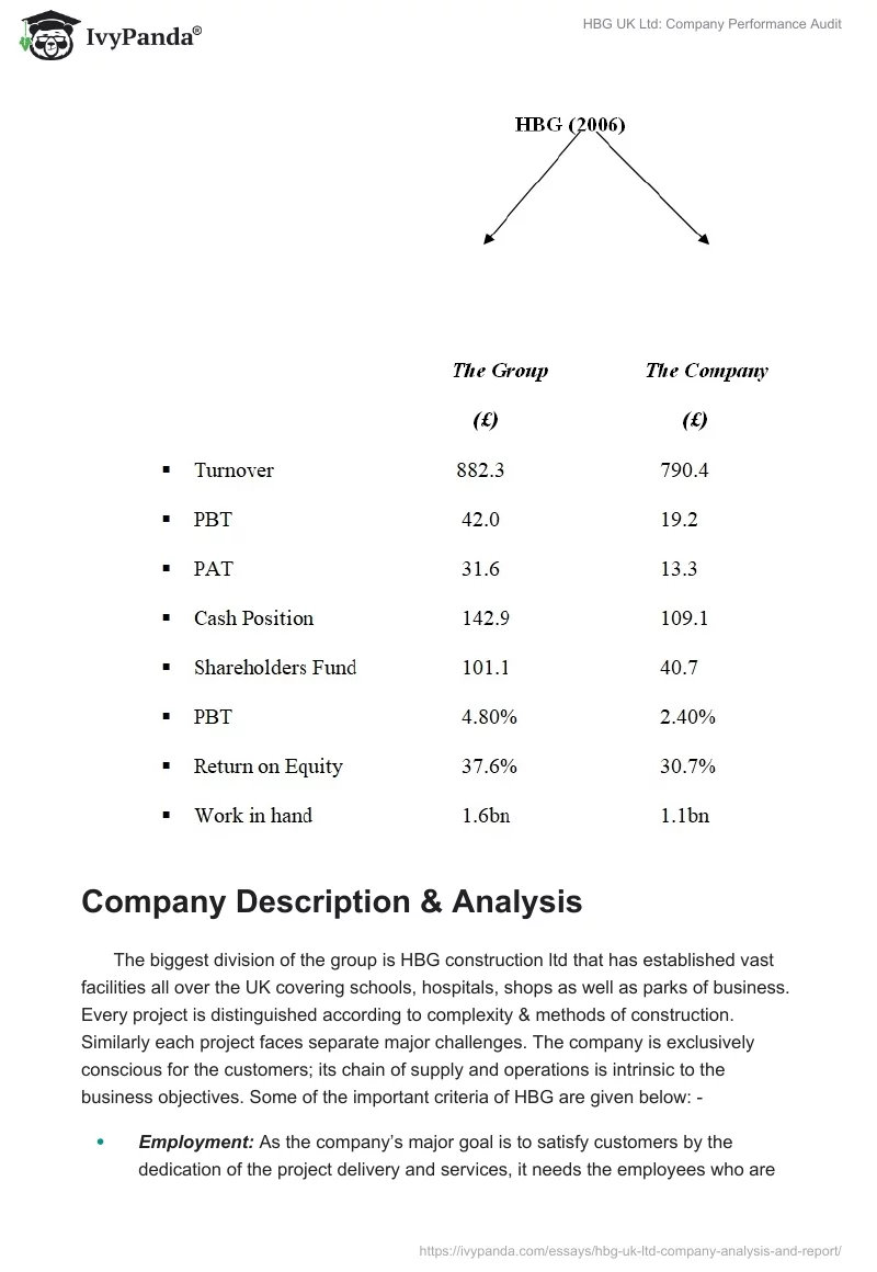 HBG UK Ltd: Company Performance Audit. Page 3