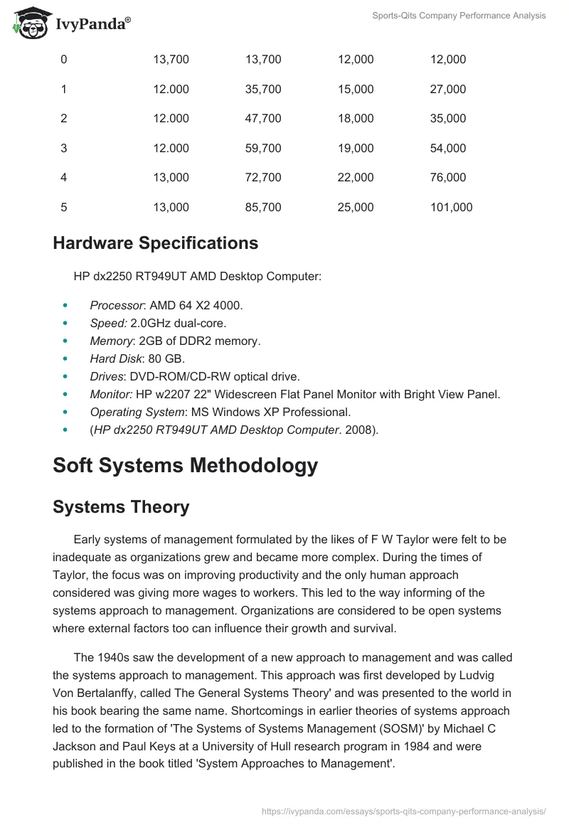 Sports-Qits Company Performance Analysis. Page 5
