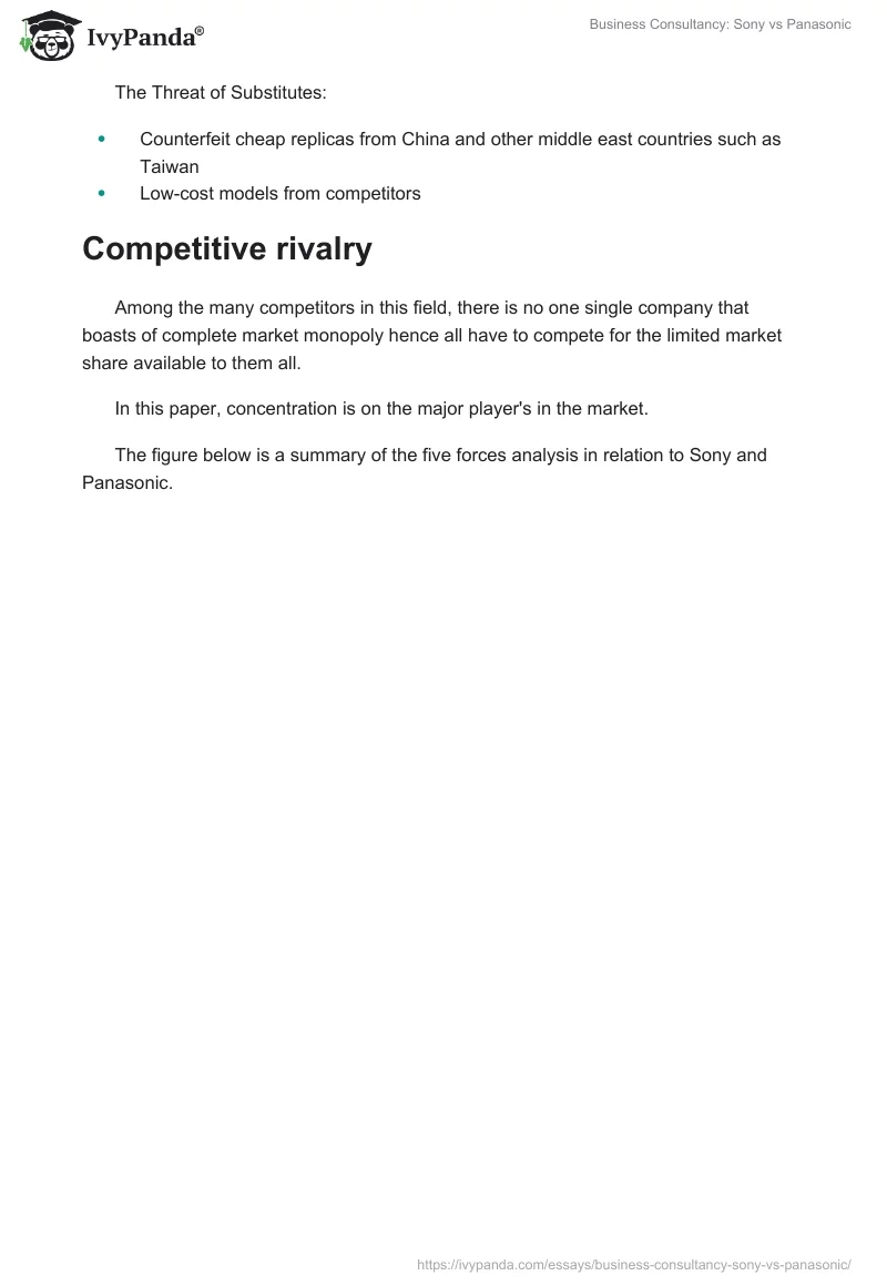 Business Consultancy: Sony vs Panasonic. Page 5