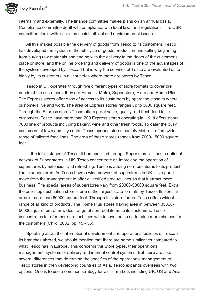 British Trading Giant Tesco: Impact of Globalization. Page 5