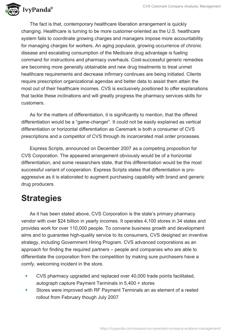 CVS Caremark Company Analysis: Management. Page 3