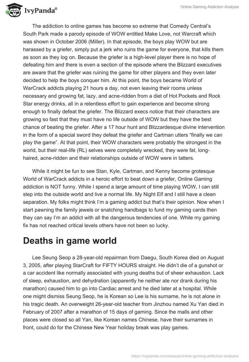 Online Gaming Addiction Analysis. Page 3