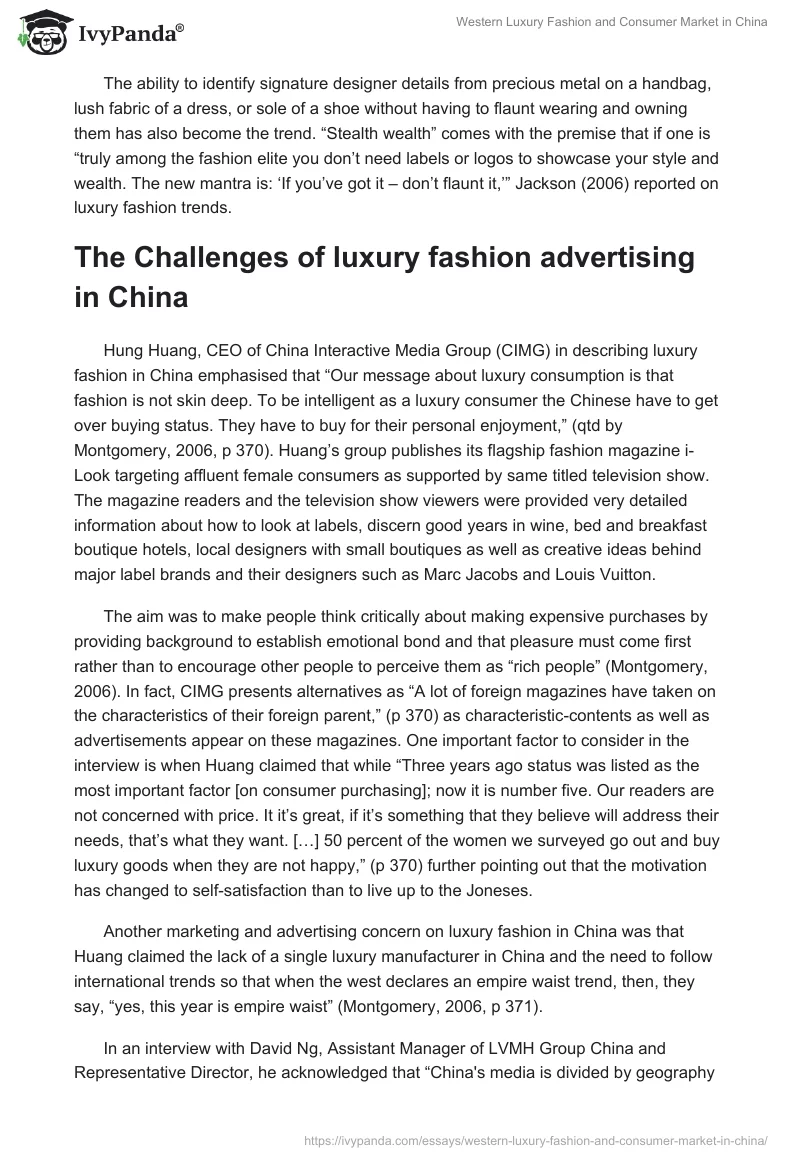 Western Luxury Fashion and Consumer Market in China. Page 4