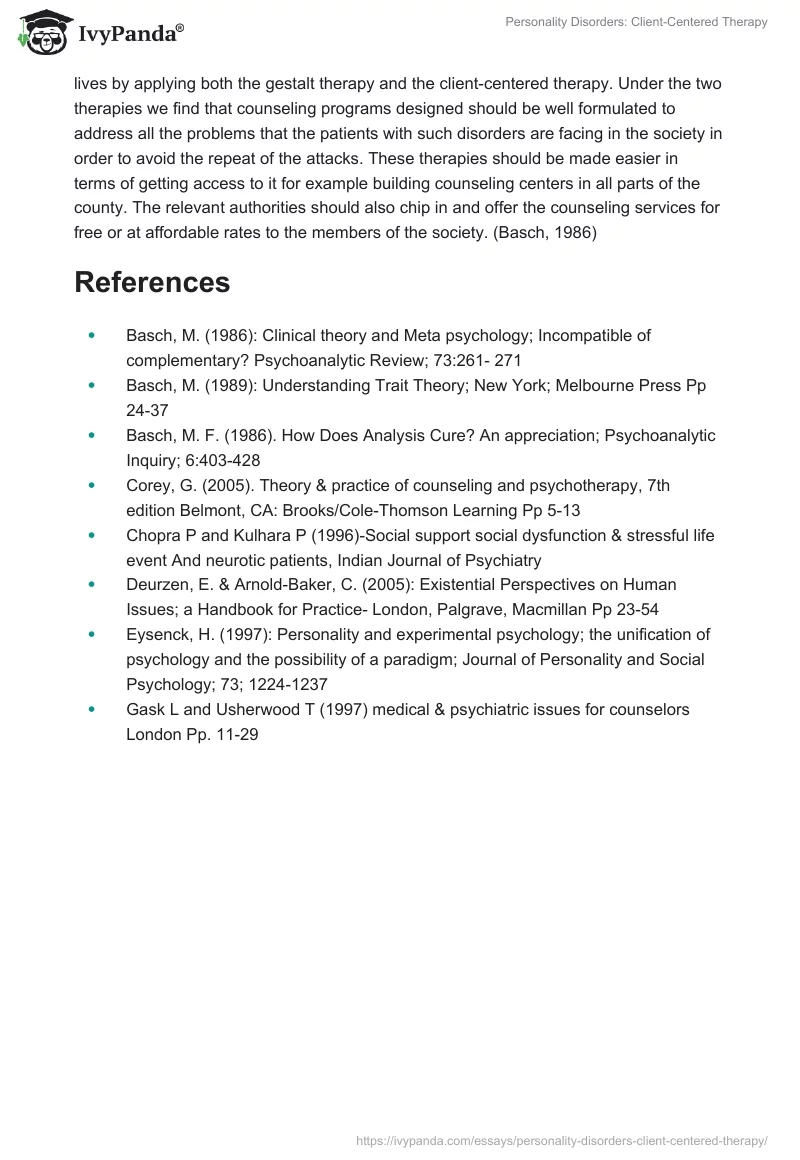 Personality Disorders: Client-Centered Therapy. Page 5