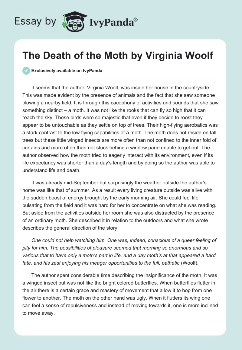 The Death of the Moth by Virginia Woolf. Page 1
