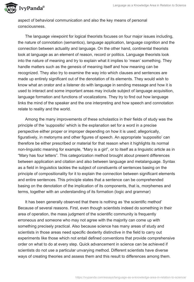 Language as a Knowledge Area in Relation to Science. Page 3