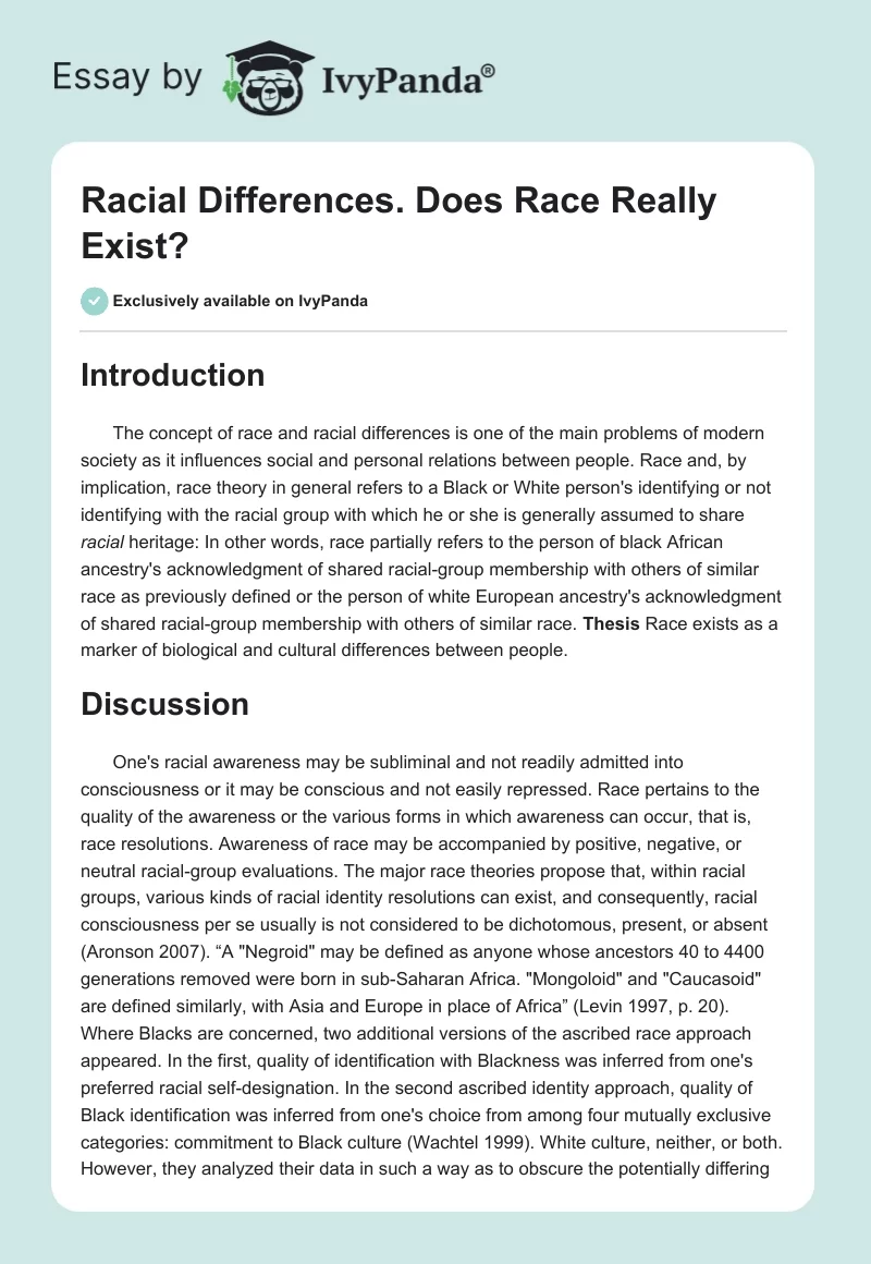 Racial Differences. Does Race Really Exist?. Page 1