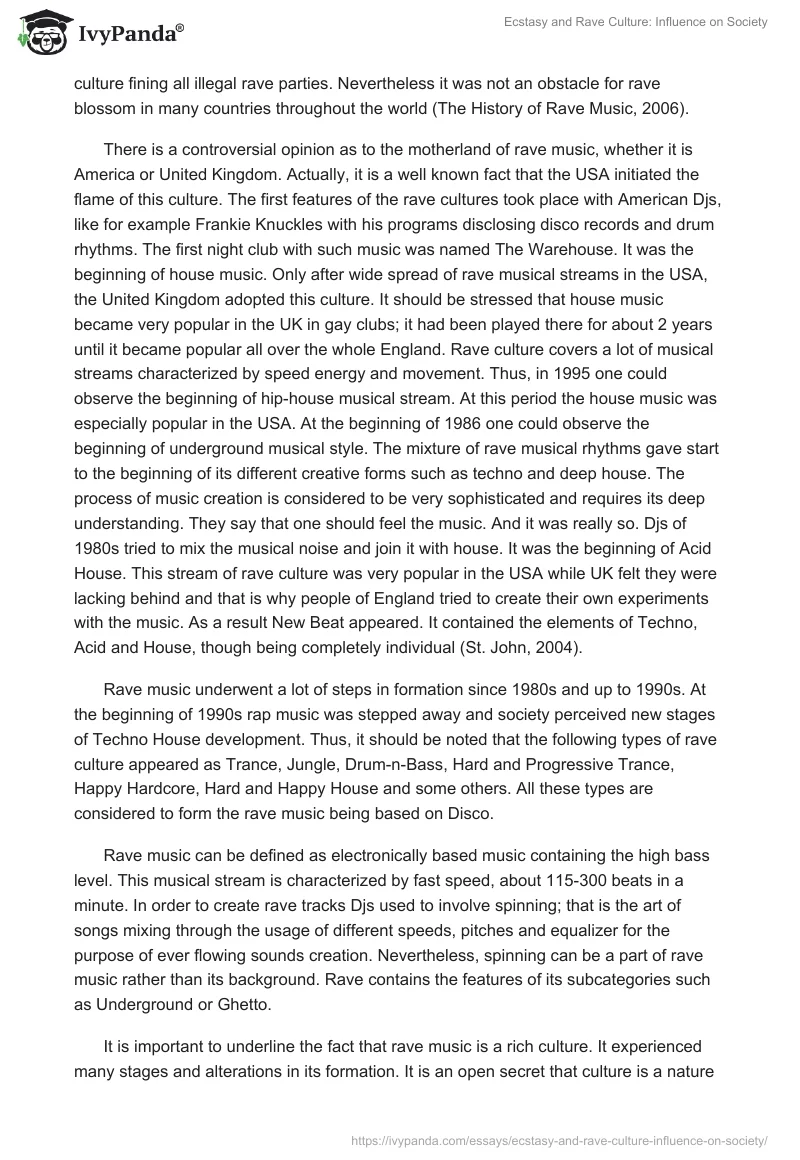 Ecstasy and Rave Culture: Influence on Society. Page 2