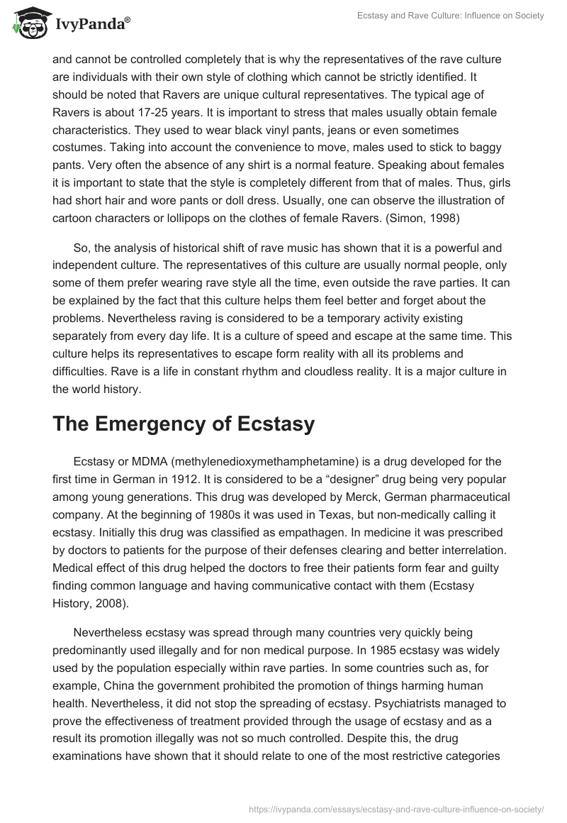 Ecstasy and Rave Culture: Influence on Society. Page 3