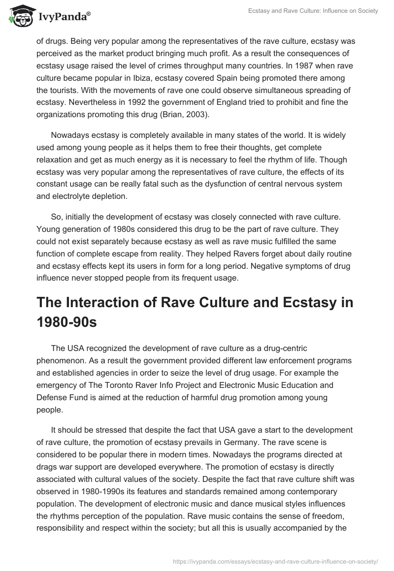 Ecstasy and Rave Culture: Influence on Society. Page 4