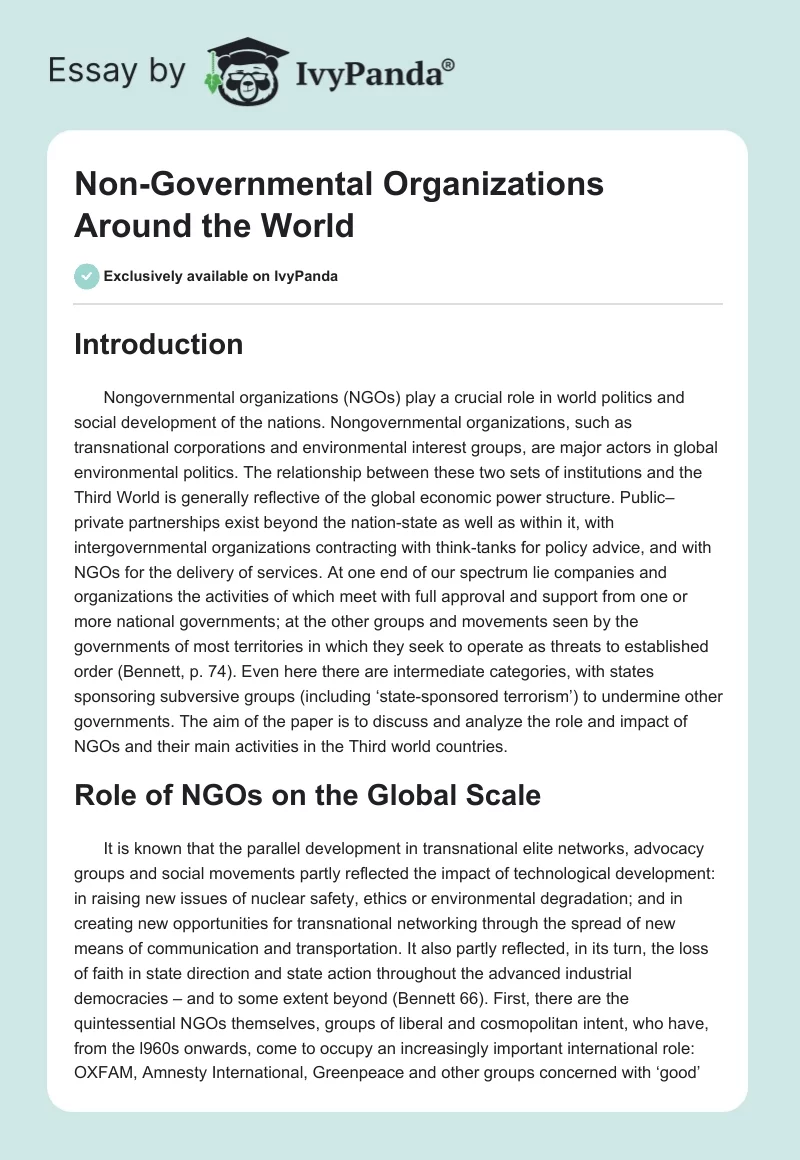 Non-Governmental Organizations Around the World. Page 1
