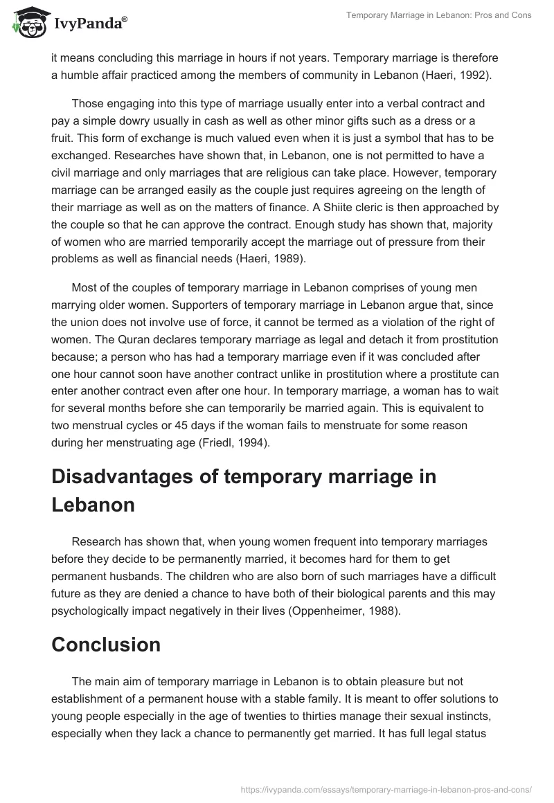Temporary Marriage in Lebanon: Pros and Cons. Page 2