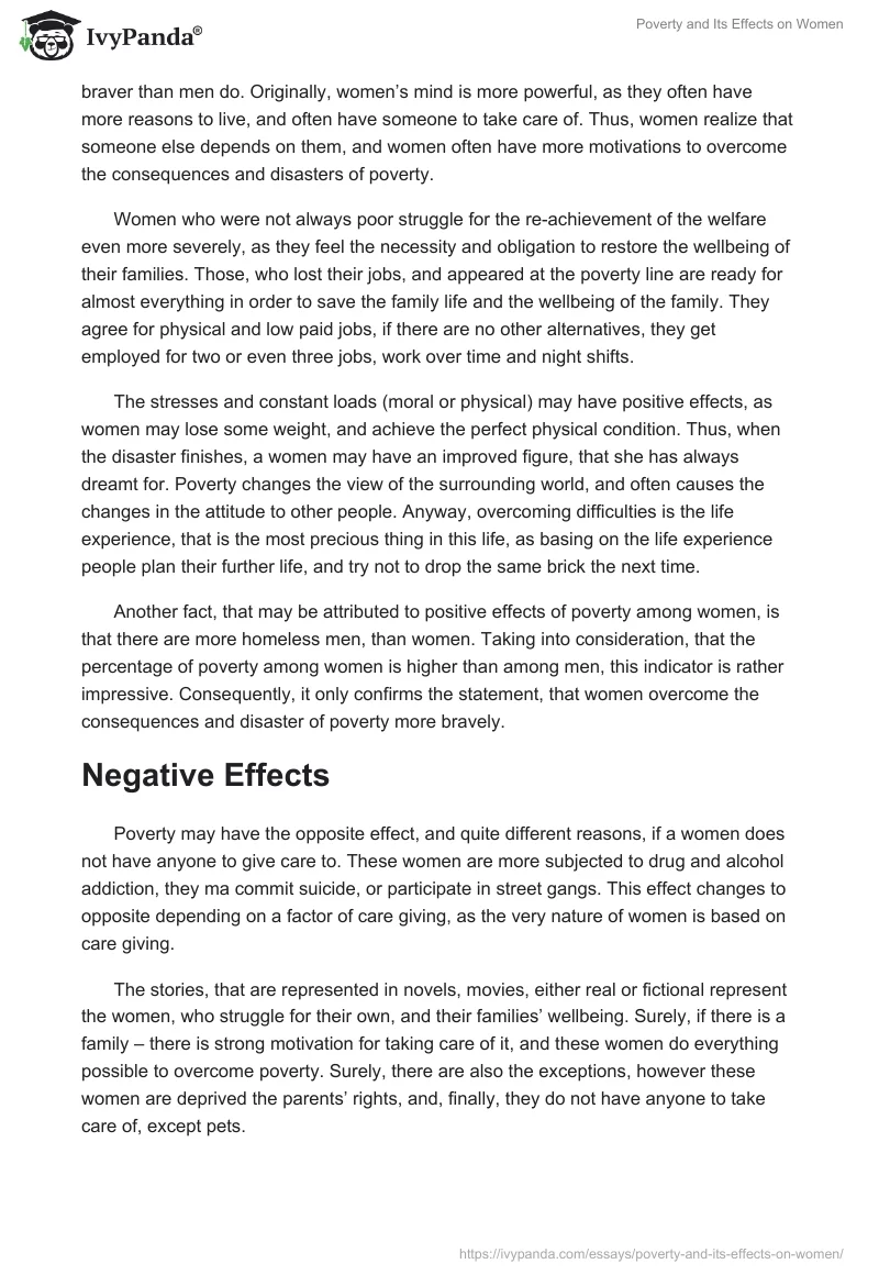 Poverty and Its Effects on Women. Page 3