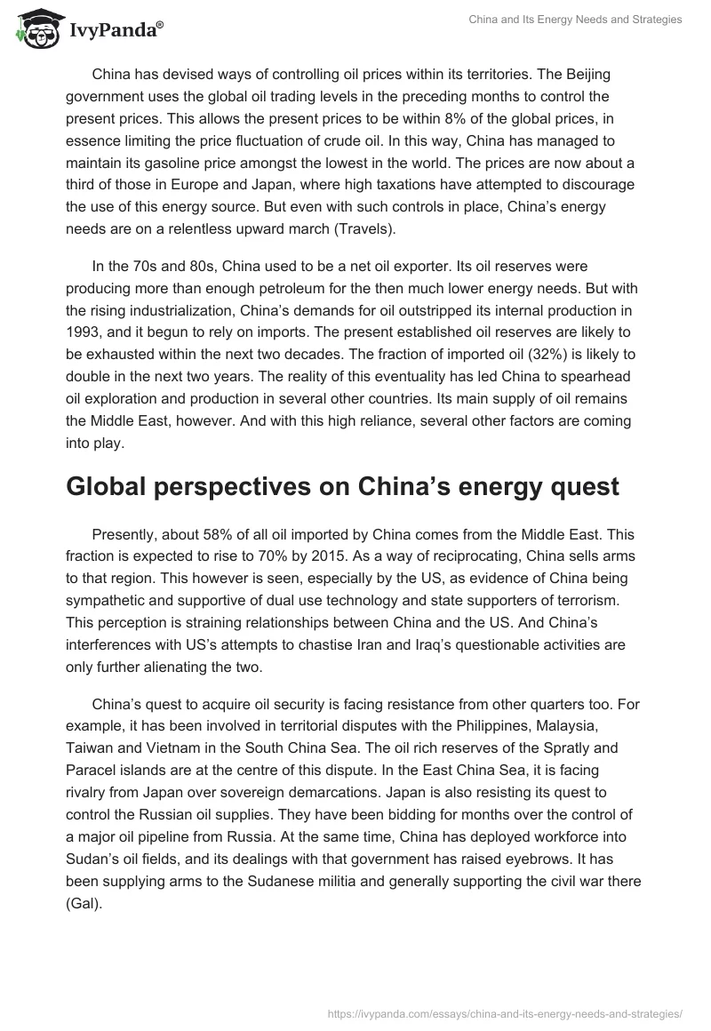 China and Its Energy Needs and Strategies. Page 2