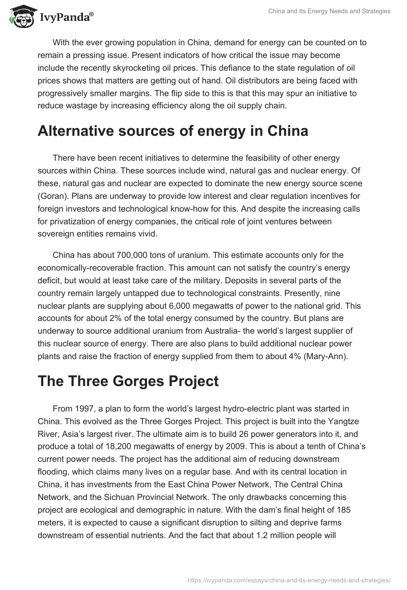 China and Its Energy Needs and Strategies. Page 4