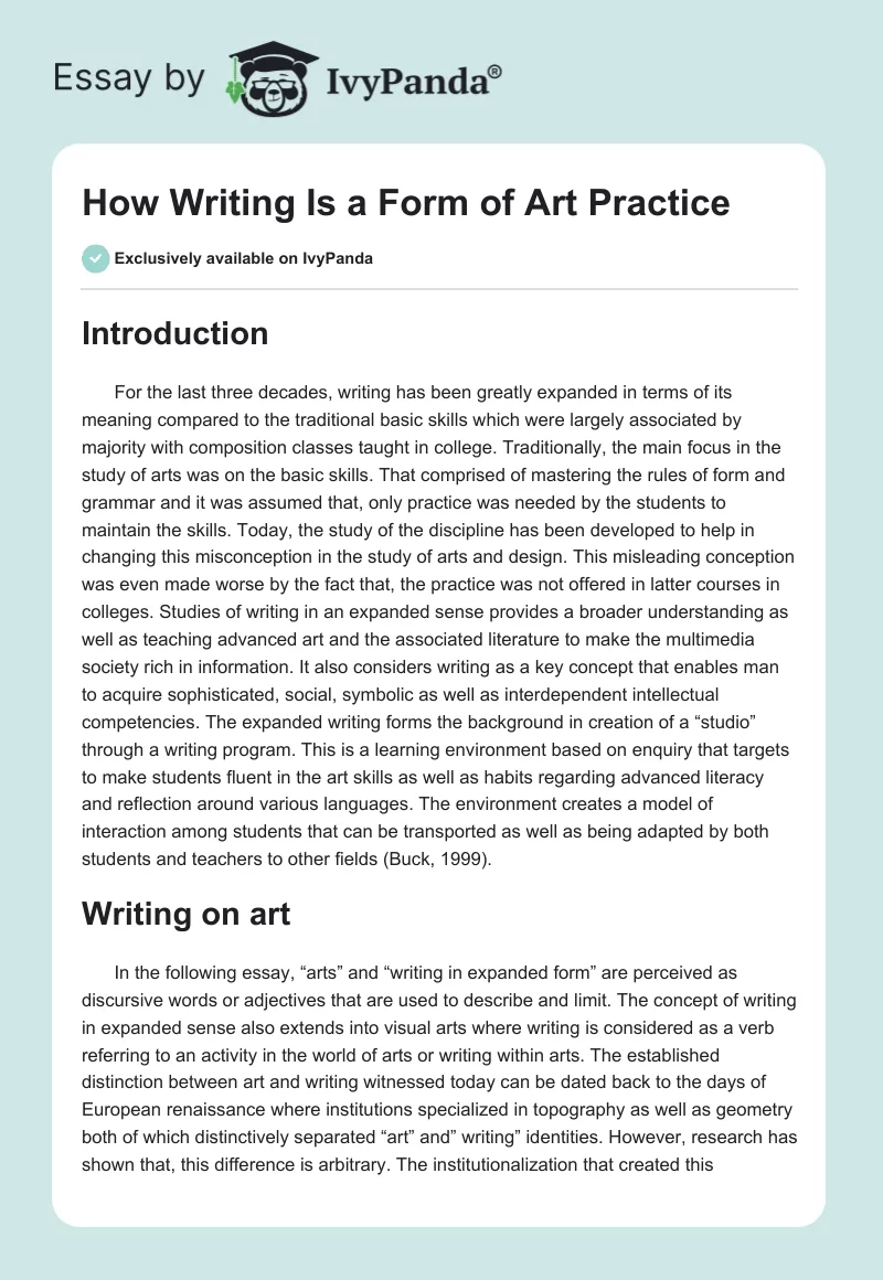 How Writing Is a Form of Art Practice. Page 1