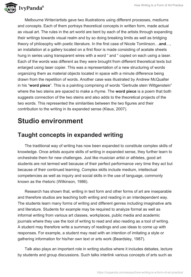How Writing Is a Form of Art Practice. Page 3
